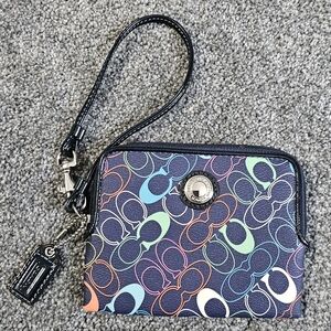 Coach Teal Wristlet with Silver Accents